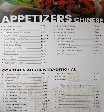 Blue water Restaurant menu 