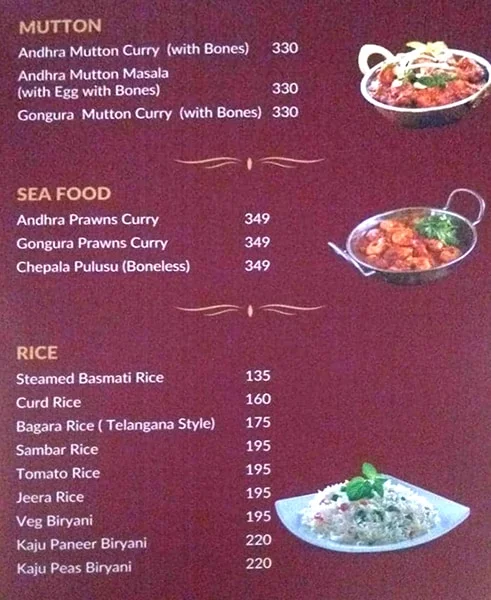 Hotel Swagath menu 