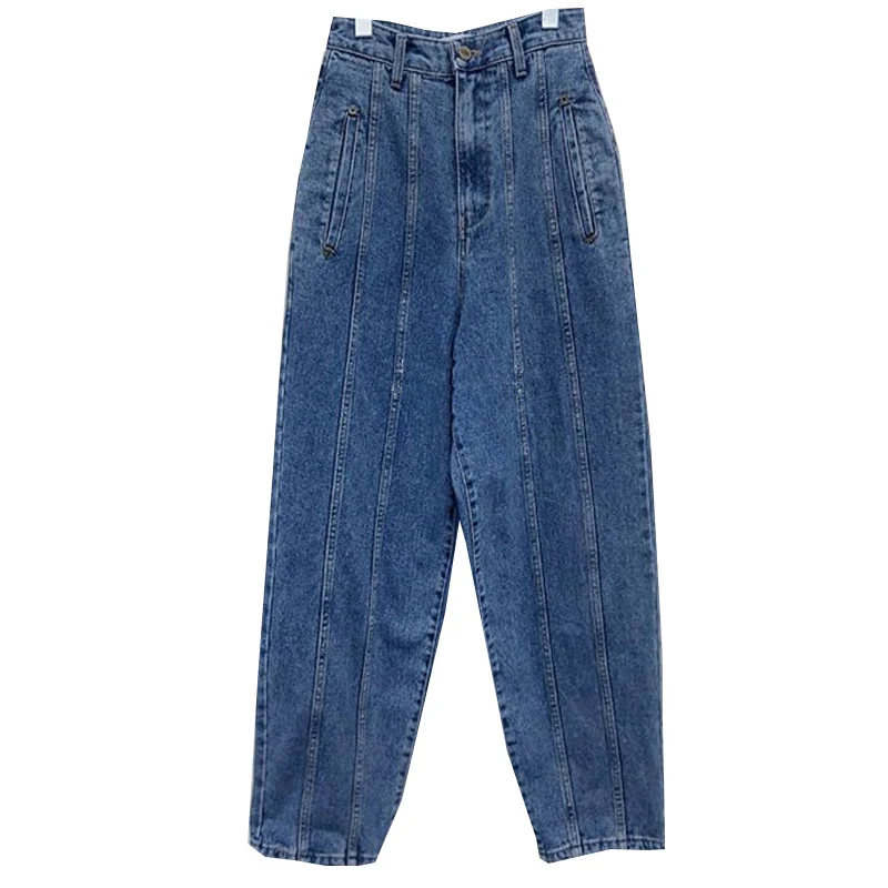 Title 4, Damskie Jeansy Niche Patchwork Retro Prosta Wys...