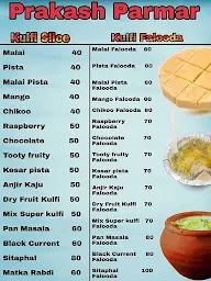 Prakash Parmar Kulfi & Falooda menu 1