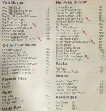 Burger Station menu 