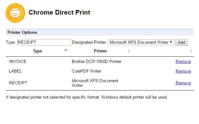 Chrome Direct Print chrome extension