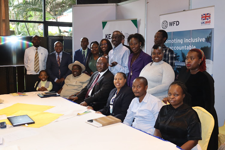 The Kenya Disability Parliamentary Association (KEDIPA) members led by the Association's Chairman Hon Tim Wanyonyi in a meeting with Westminster Foundation of Democracy (WFD) officials and members of various political parties and disability NGOs on April 28, 2023.