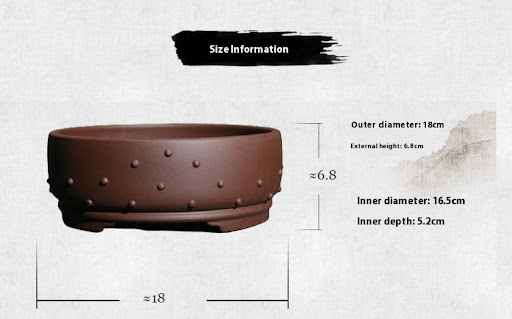 Title 6, Purple Sand Flower Pot Drum Ding Round Bonsai P...