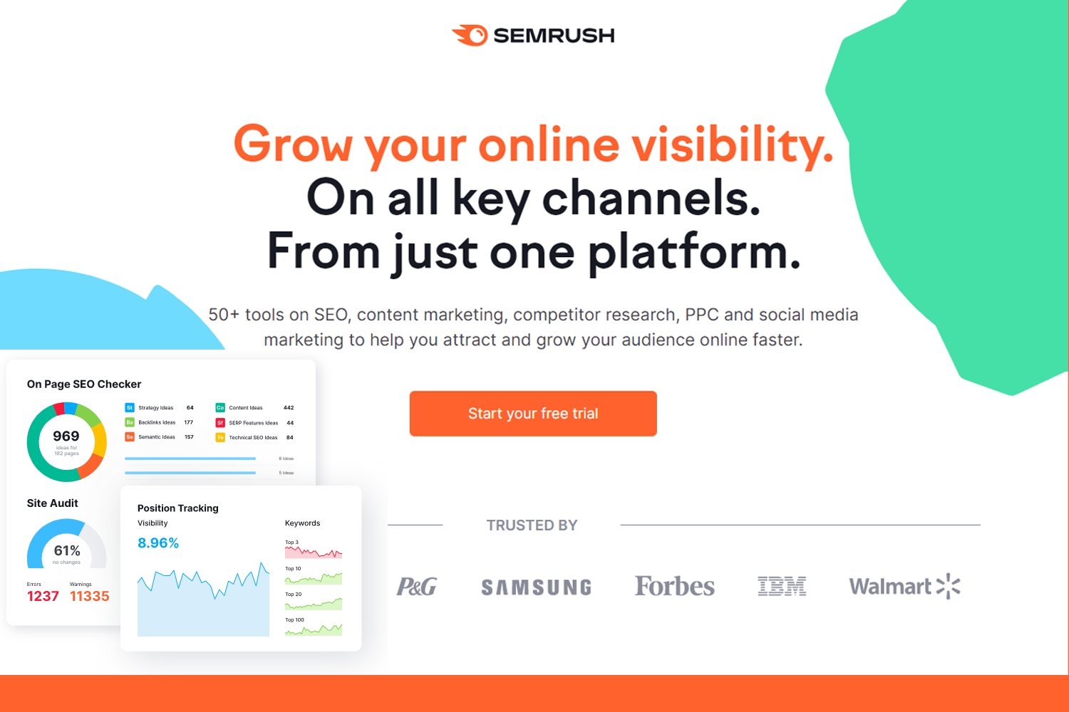 "grow your online visiblity with semrush"