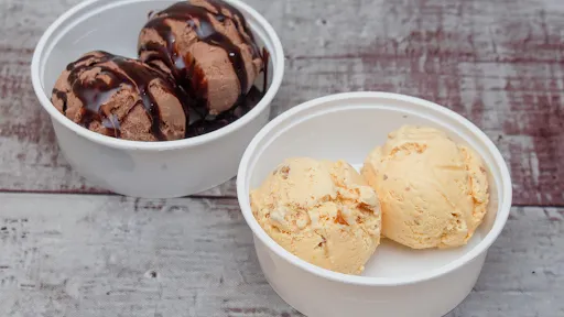 Belgian Chocolate Ice Cream + Creame Almond Ice Cream