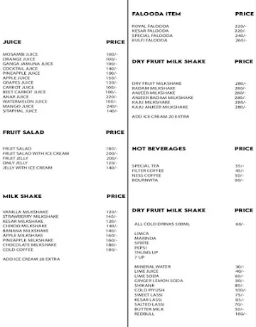 The Canteen menu 