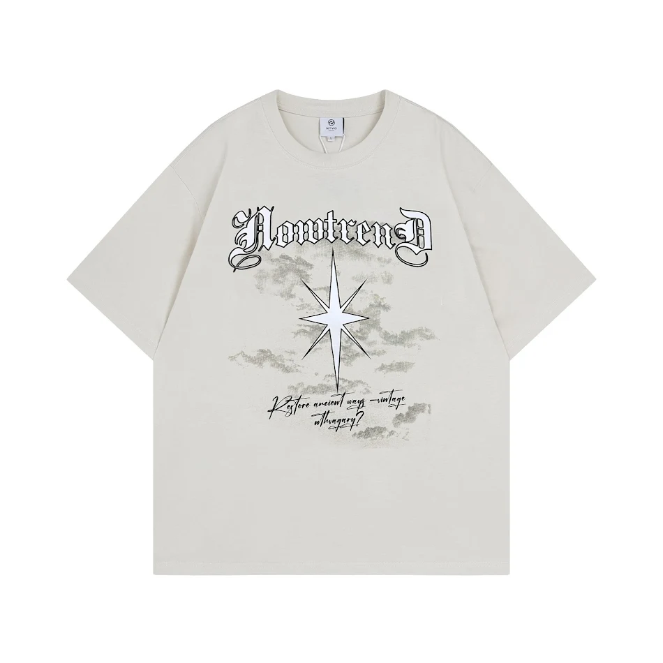 Men's Cross Star Printed Short-sleeved T-shirt, comfortable and stylish for everyday wear. Perfect for casual outings, a