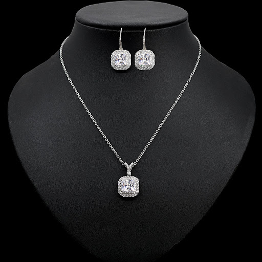 Title 5, Zircon Colored Gems Pendant Necklace Earrings S...