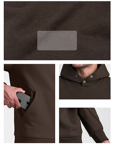 Title 2, Mens Sports Loose Solid Color Plus Fleece Hood...