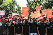 EFF supporters march through the streets of Pretoria as part of the national shutdown. 