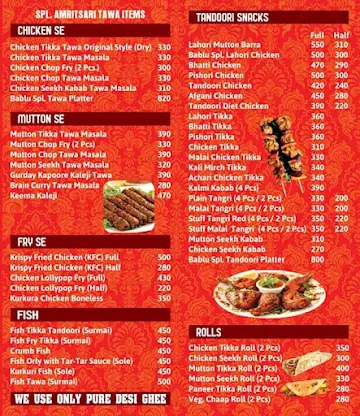 Bablu Chic-Inn menu 