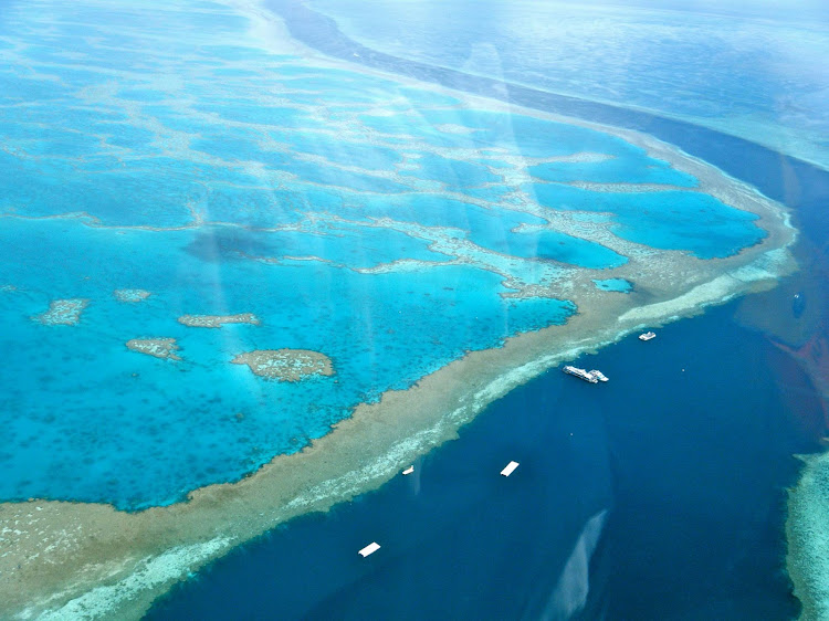 Helicopter ride over the Whitsunday Islands in Australia's Great Barrier Reef.