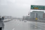 Traffic on Highway 280 northbound during a rain storm in San Francisco, California, US, on Thursday, March 9, 2023.  
