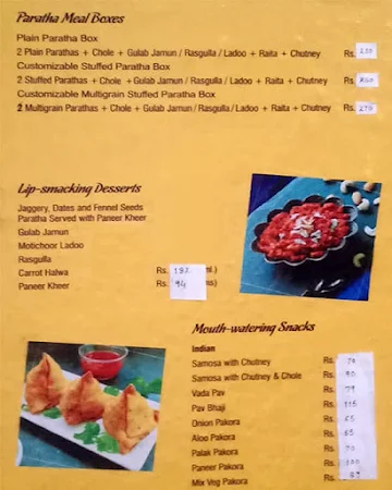 Parathas & More menu 