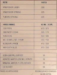 The Wine Rack - Amantra Shilpi Resort menu 1