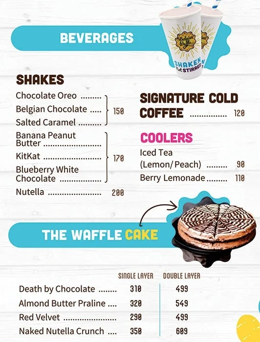 The Belgian Waffle Co menu 