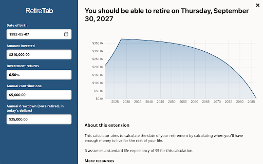 RetireTab - Retirement Countdown New Tab Page