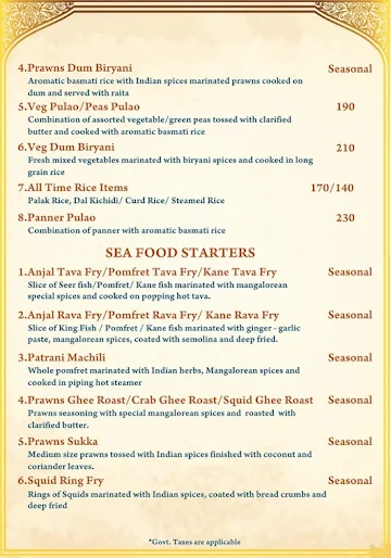 Simply Indian menu 