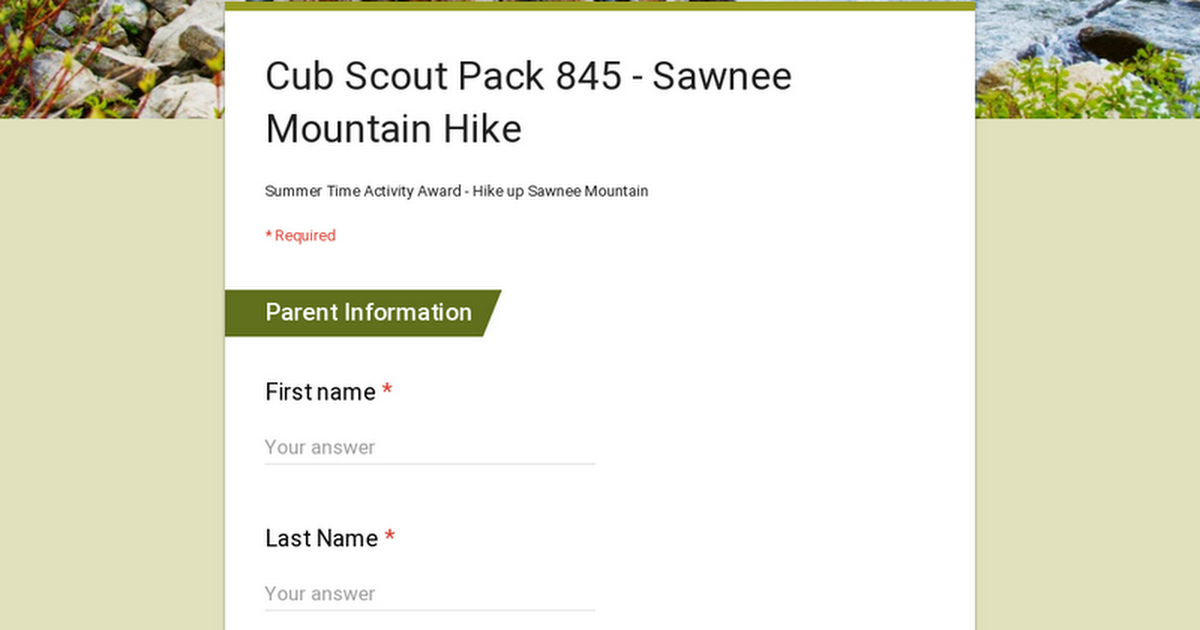 Cub Scout Pack 845 - Sawnee Mountain Hike