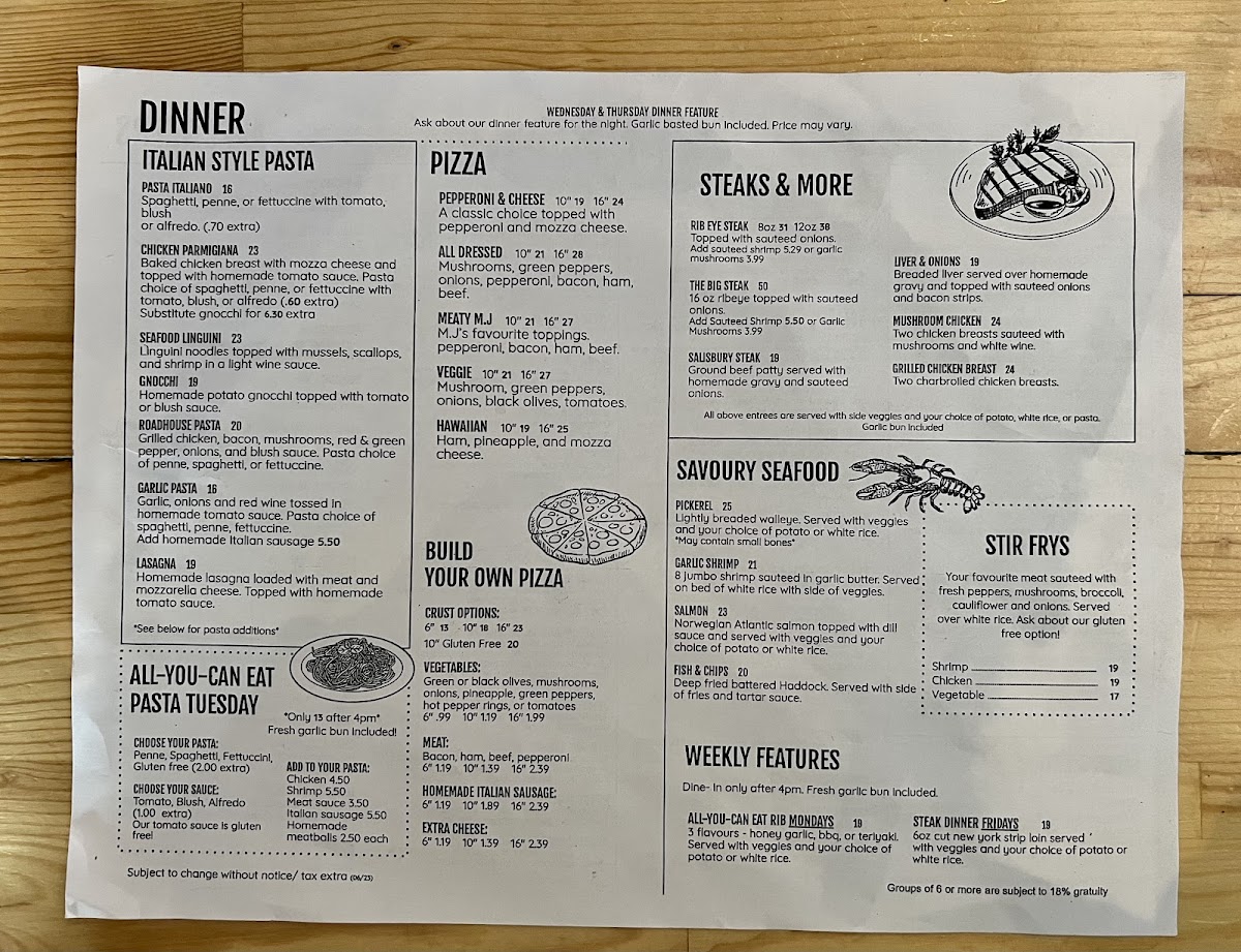 Drifters Restaurant gluten-free menu