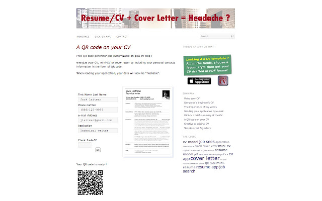 A QR code on your CV chrome extension