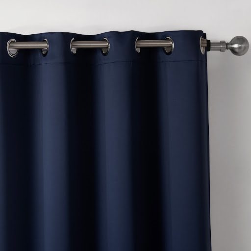 Title 3, Dark Blue Bedroom Blackout Fabric Printed Curta...