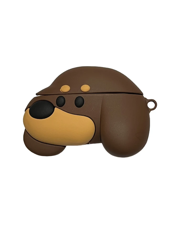 Custodia per auricolari in silicone a forma di cucciolo marrone alla moda Proteggi i tuoi auricolari con stile e divertimento facile da pulire e trasportare