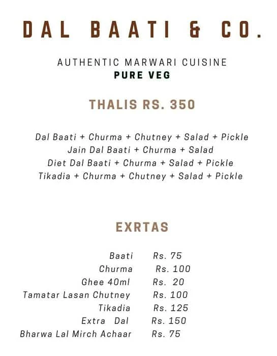 Dal Baati & Co. menu 