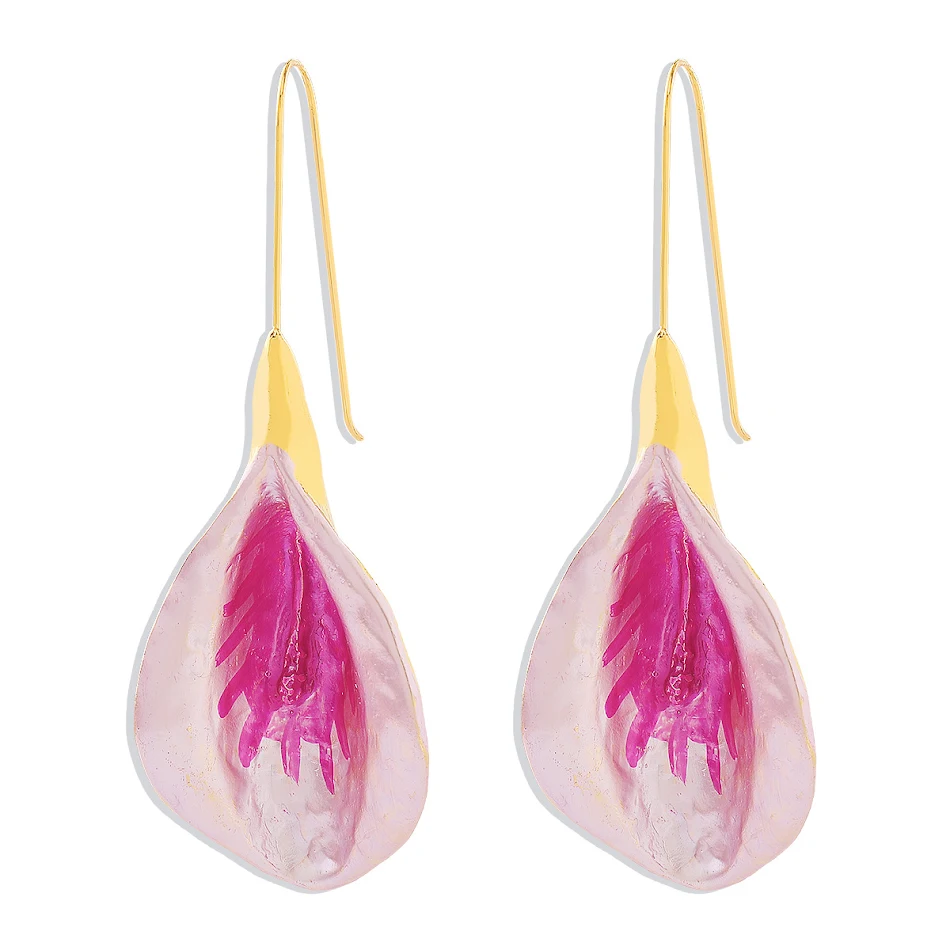 Brincos longos com flores coloridas, moda estilo europeu e americano para feriados, liga com pingos, perfeitos para um visual vibrante.