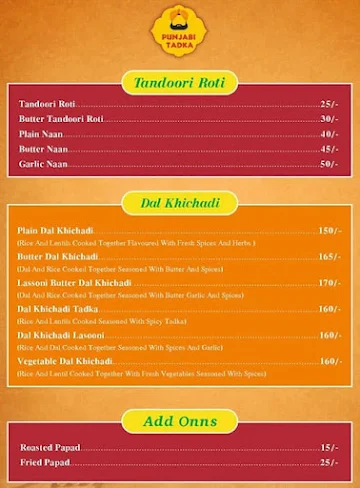 Punjabi Tadka menu 