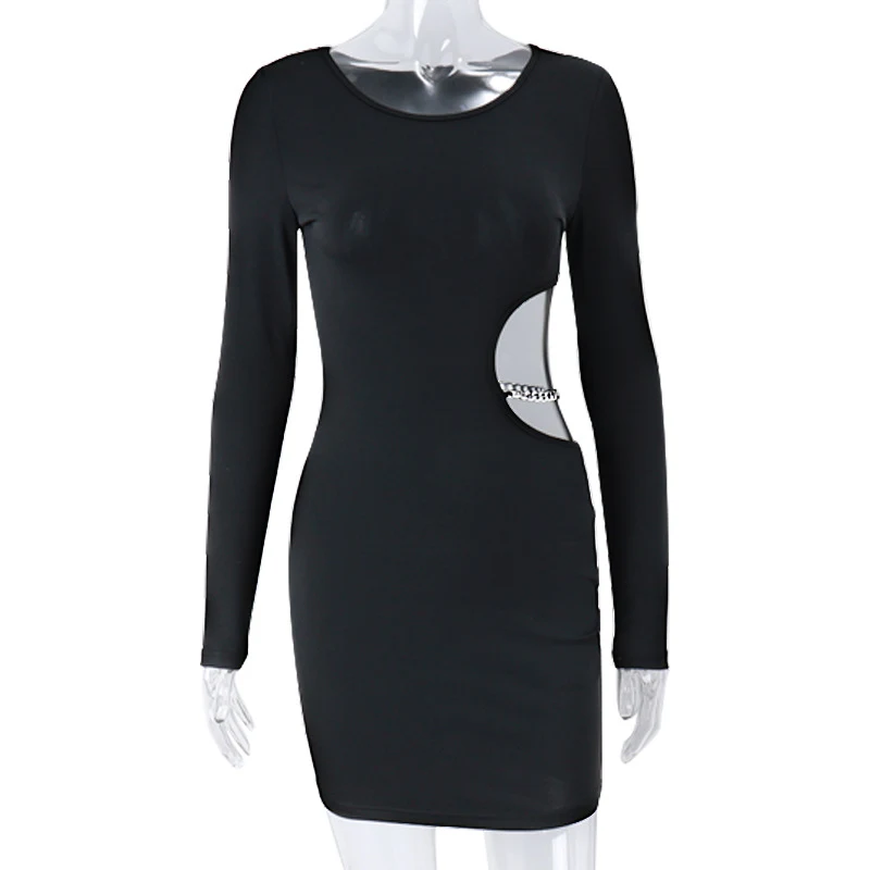 Title 4, Metalna haljina sa lancem, slim fit, dugih ruka...