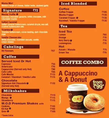 Mad Over Donuts menu 
