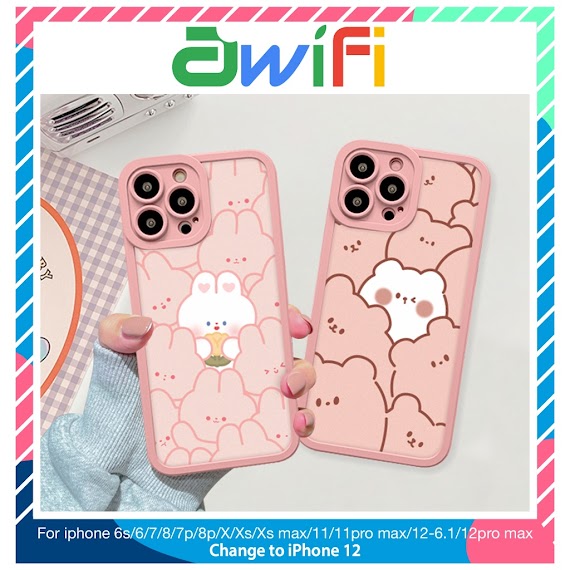 Ốp Lưng Iphone Cạnh Vuông Lỗ Camera Gấu Cute 6/6Splus/7/7Plus/8/8Plus/X/Xr/Xs/11/12/13/Pro/Max/Plus/Promax - Awifi A5 - 11