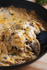 One Pan Sour Cream Chicken Enchilada Skillet was pinched from <a href="http://heatherlikesfood.com/one-pan-sour-cream-chicken-enchilada-skillet/" target="_blank">heatherlikesfood.com.</a>