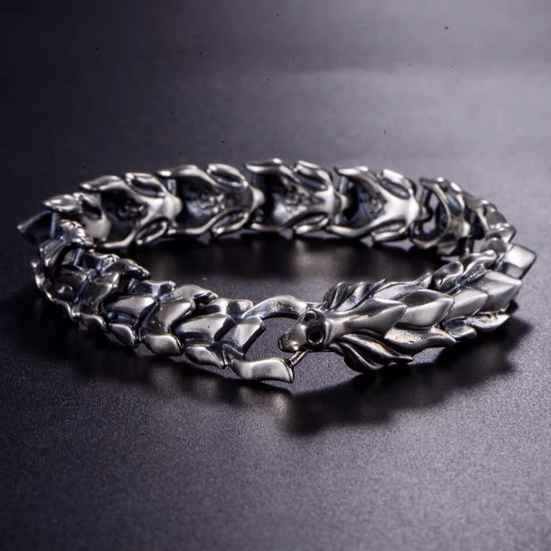 Pulseira Viking de Aço Titânio, Estilo Retro com Cabeça de Pássaro — Durabilidade, Personalidade e um Visual Único para Homens de Atitude