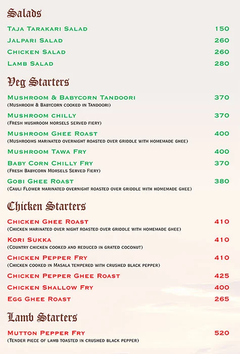 Kudla - Hotel Ramanashree menu 