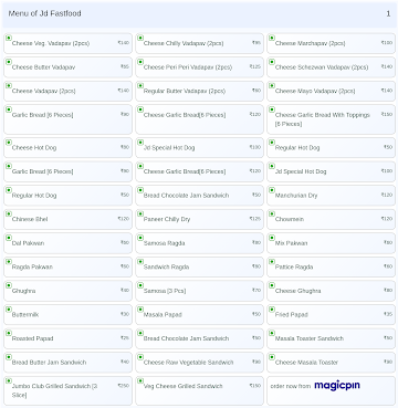 Jd Fastfood menu 