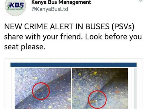 A screen grab of a safety warning issued by Kenya Bus services.