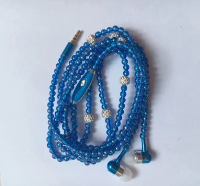 Pearl necklace earphones with wheat wire control universal earplugs trend new headset factory direct bass bass in-ear
