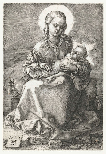 Maria met ingebakerd kind