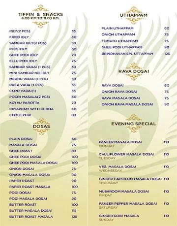 Brindhavan menu 