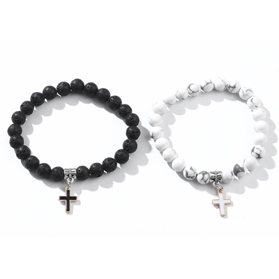 Mode Sieraden Persoonlijkheid Vulkanische Rots Kruis Armband. Toon je persoonlijkheid met deze stijlvolle armband, perfect voor elke outfit.