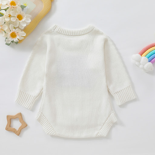 Title 3, Childrens Romper Sweater White Light Brown Coz...