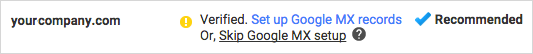 Set up Google MX records link