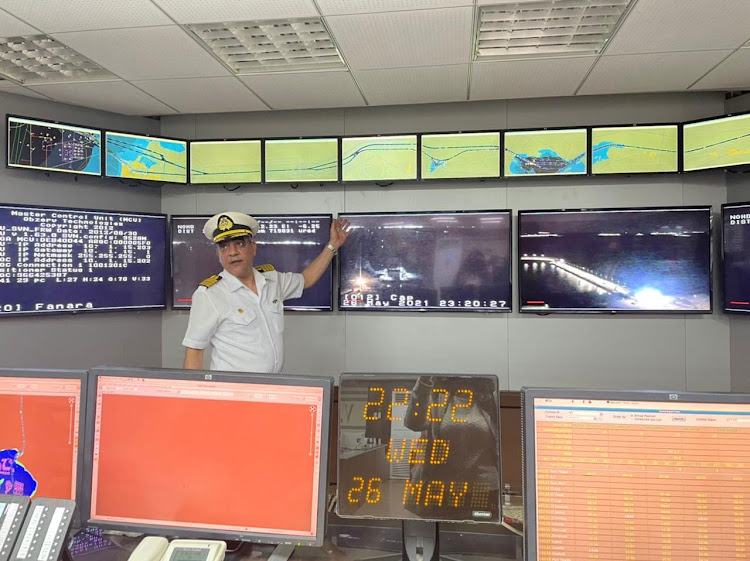 Captain Mohamed Elsayed Hassanin in the control room. Picture: 731/BLOOMBERG