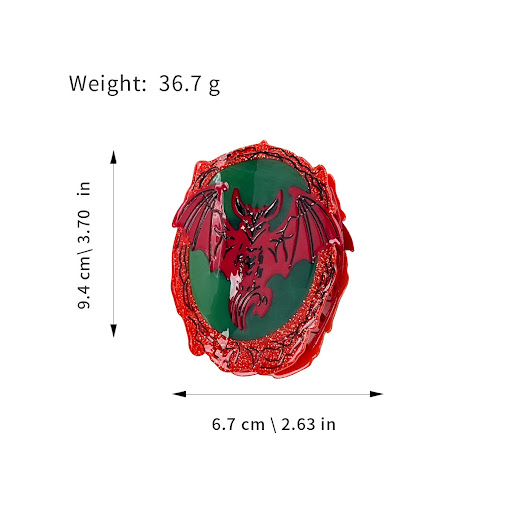 Title 1, Design Green Fire Dragon Badge Tassel Hairpin, ...