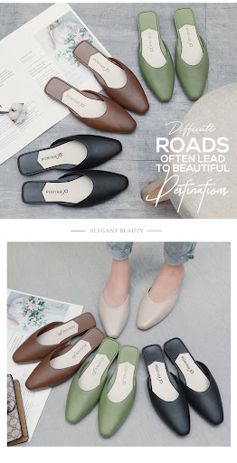 Title 7, Baotou Half-girls Wear Flat-bottomed Low-heeled...
