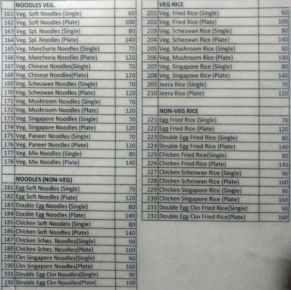 Suruchi Biryani & Chinese Restaurant menu 