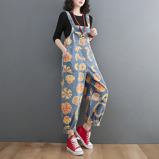 Title 3, Korean Style Loose Plus Size Denim Overalls